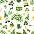Seamless pattern Patrick`s day Gnomes vector illustration Royalty Free Stock Photo